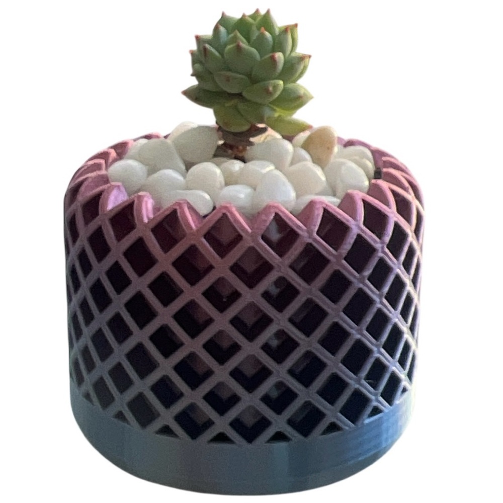 3D Printed Eco-Friendly Pink and Purple Geometric Planter